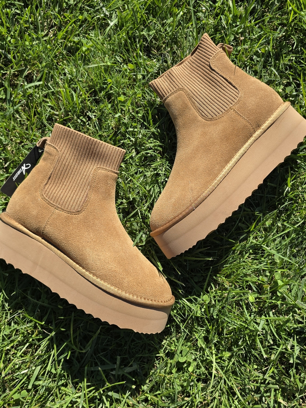Suede Platform Chelsea Booties